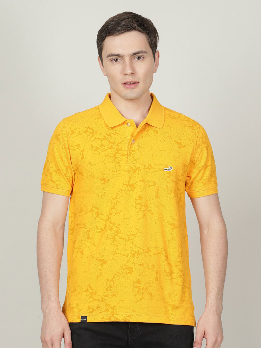 

Crocodile Men Printed Polo Collar Slim Fit T-shirt, Mustard