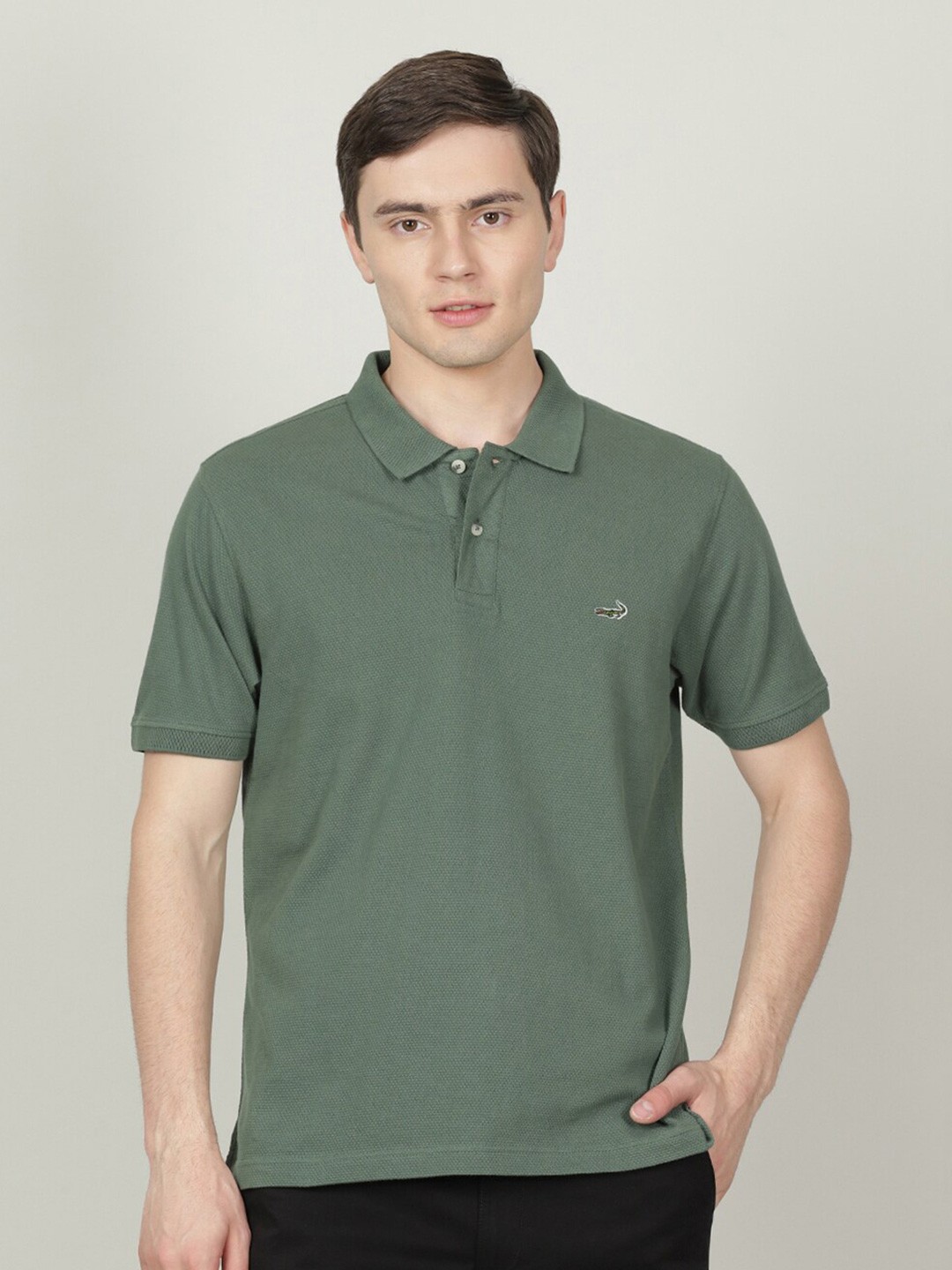 

Crocodile Men Polo Collar Cotton Slim Fit T-shirt, Green