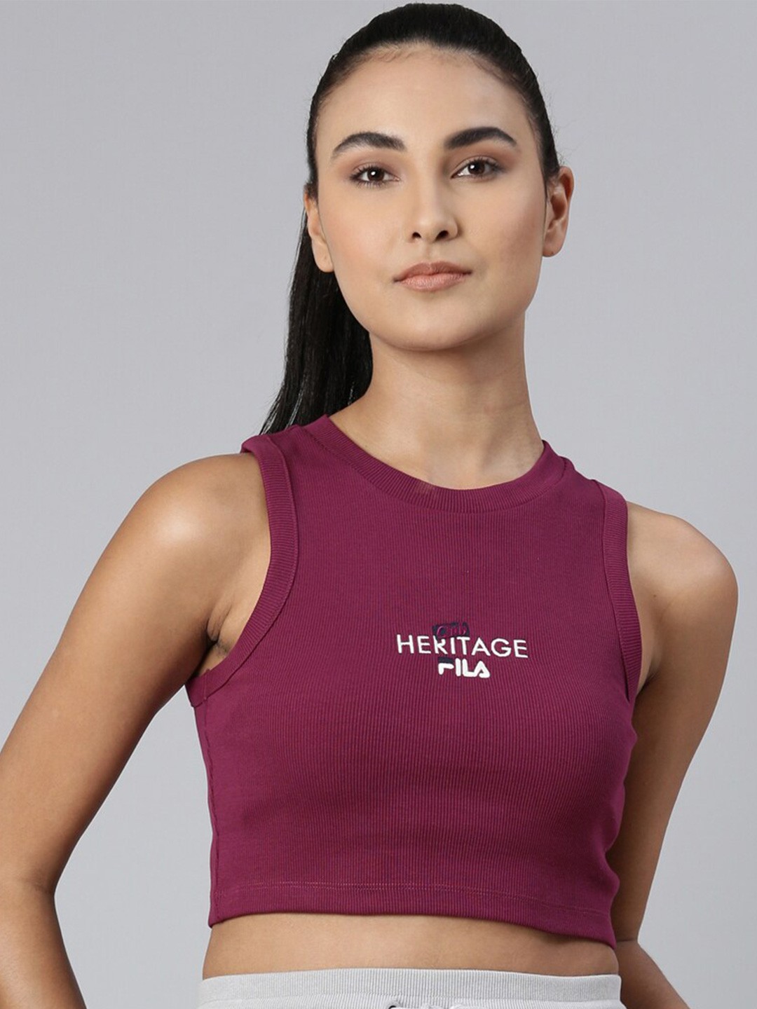 

FILA Round Neck Tank Crop Top, Purple