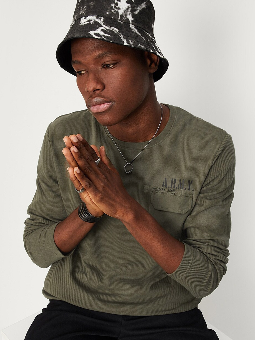 

max Men Cotton T-shirt, Olive