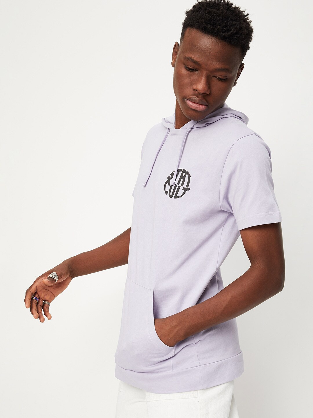 

max Men Cotton Hooded T-shirt, Lavender