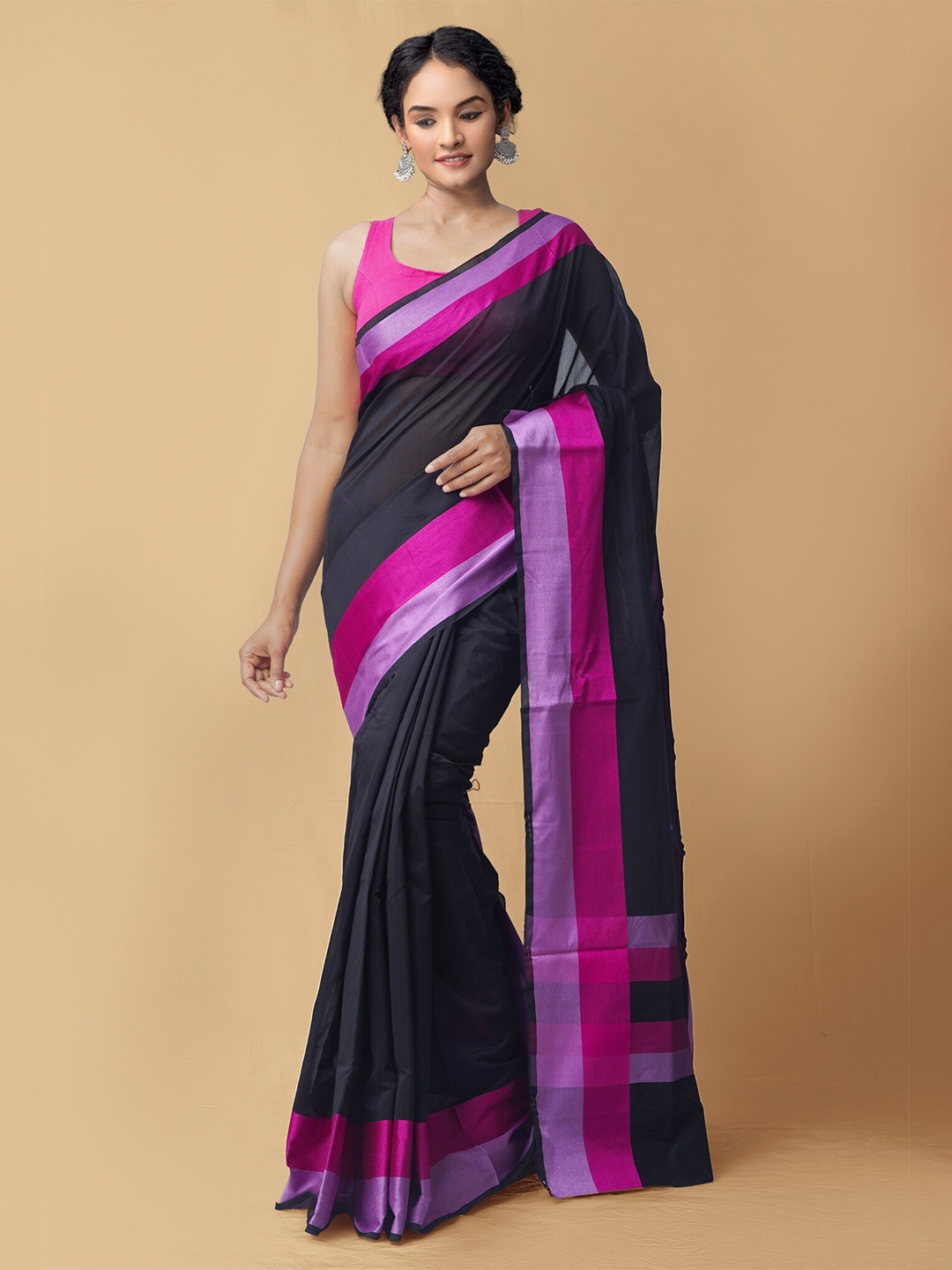 

Unnati Silks Silk Blend Baluchari Saree, Black