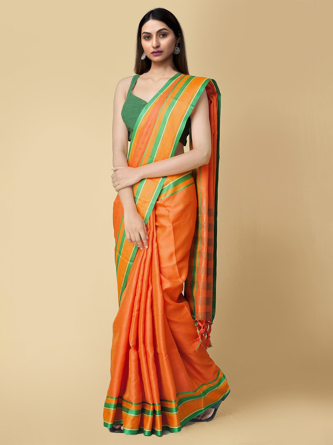 

Unnati Silks Woven Design Zari Patola Saree, Orange