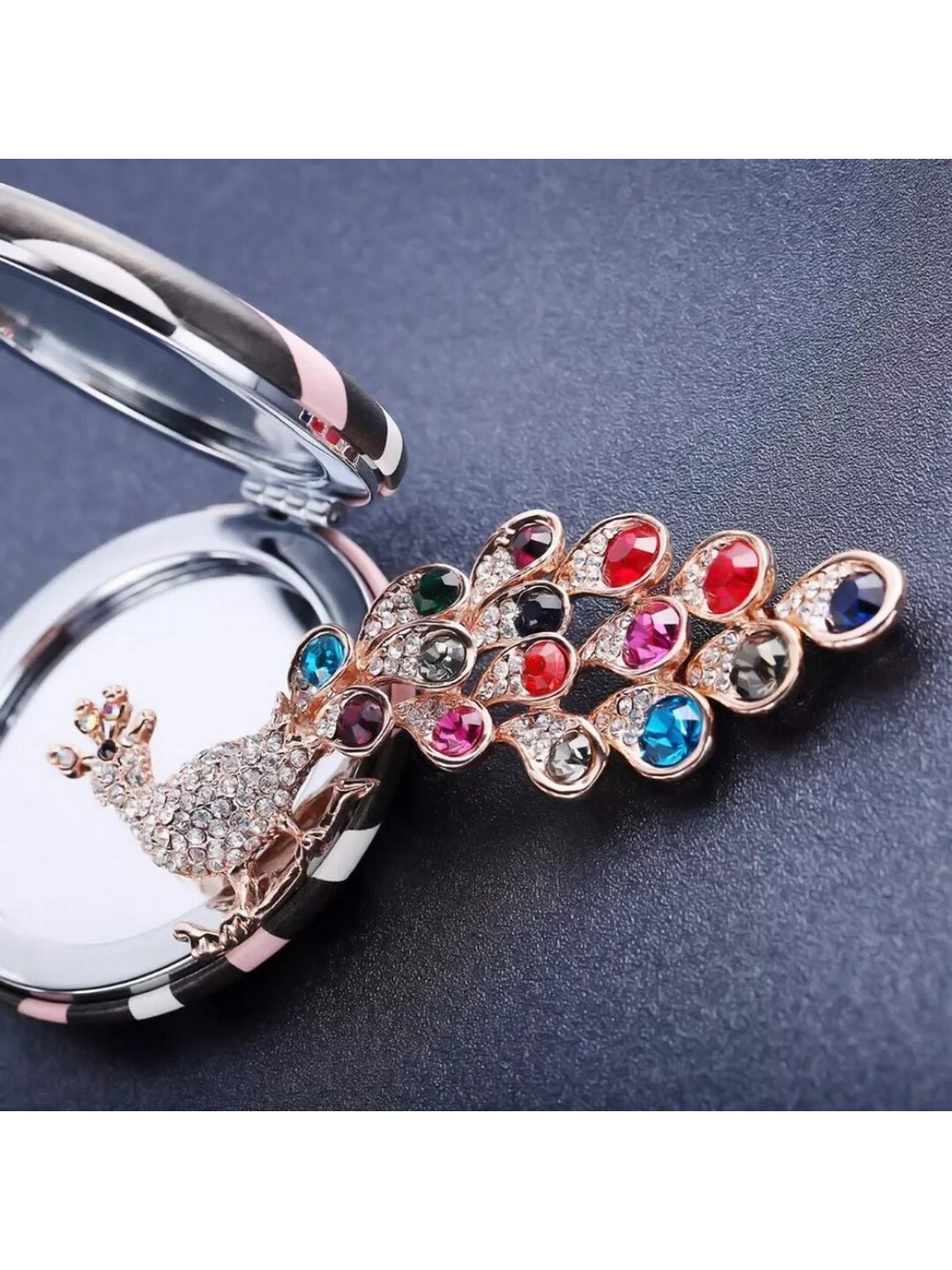 

UNIVERSITY TRENDZ Women Peacock Rhinestone Crystal- Studded Vintage Elegant Lapel Pin, Rose gold