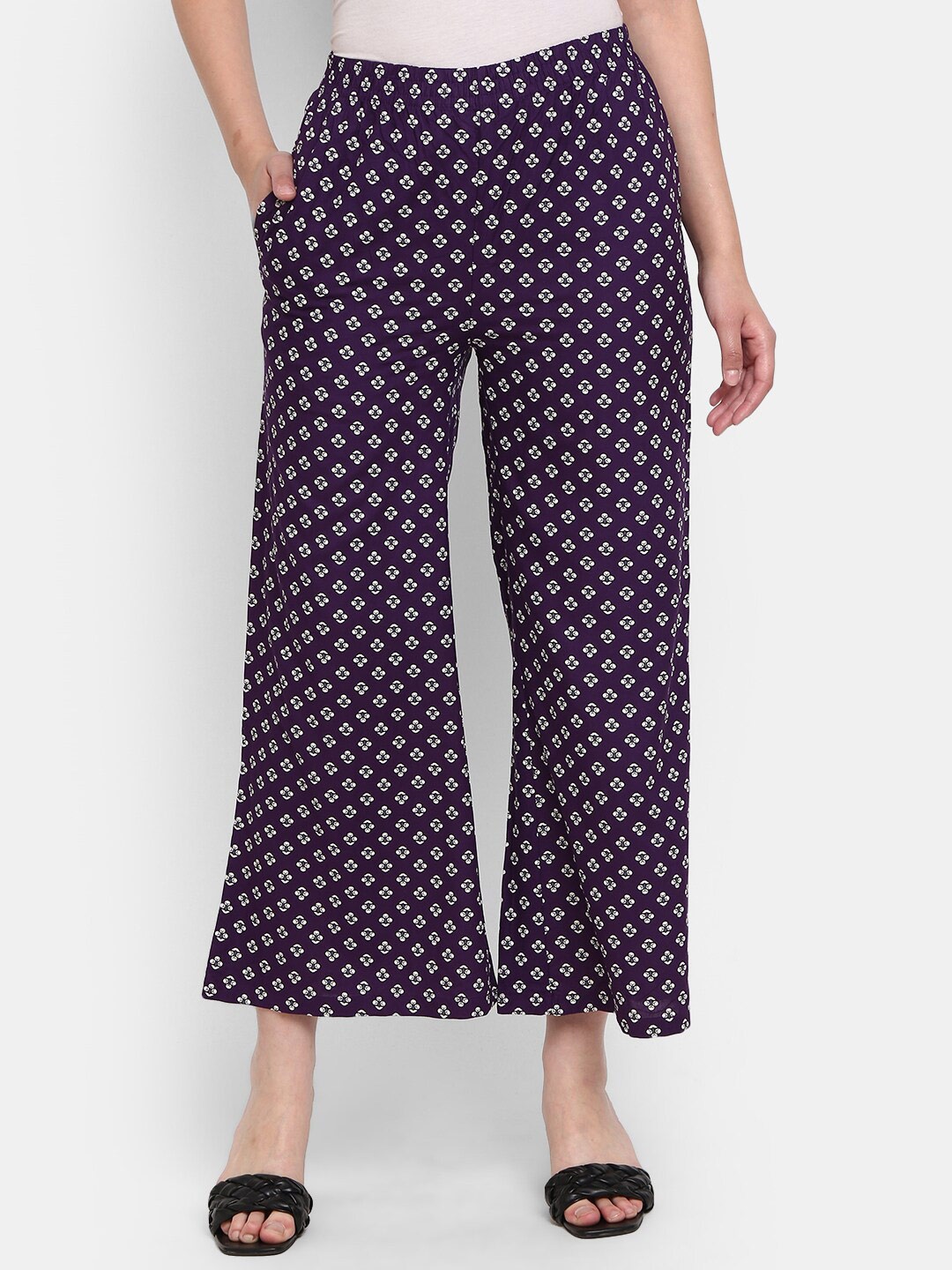 

V-Mart Women Floral Printed Ethnic Palazzos, Purple