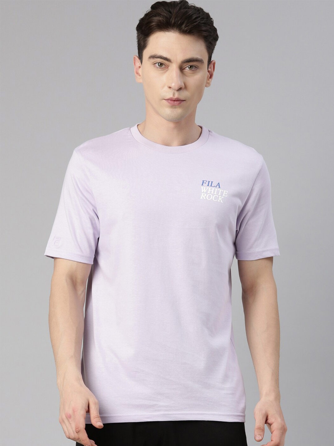 

FILA Men Printed Cotton T-shirt, Purple