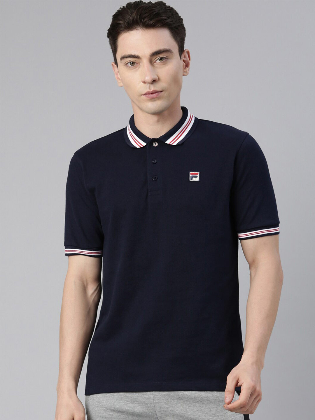 

FILA Men Cotton Polo Collar T-shirt, Blue