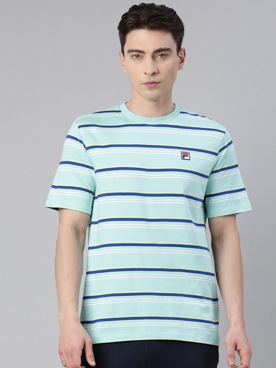 

FILA Men Striped Cotton T-shirt, Blue