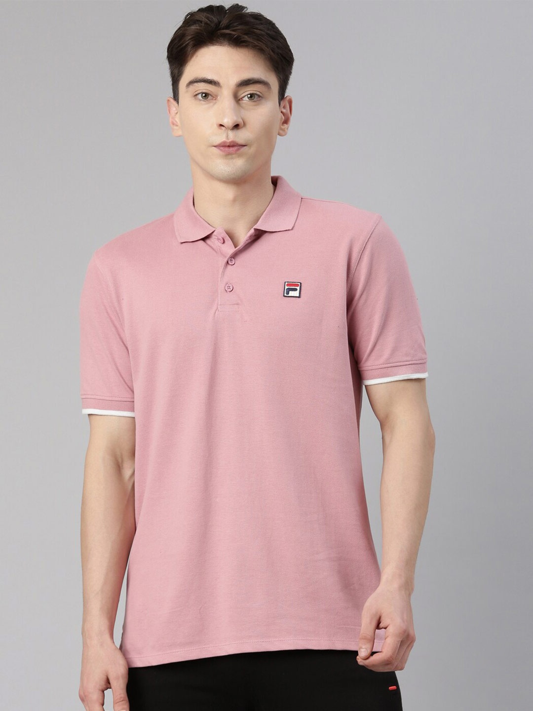 

FILA Men Polo Collar Cotton T-shirt, Pink