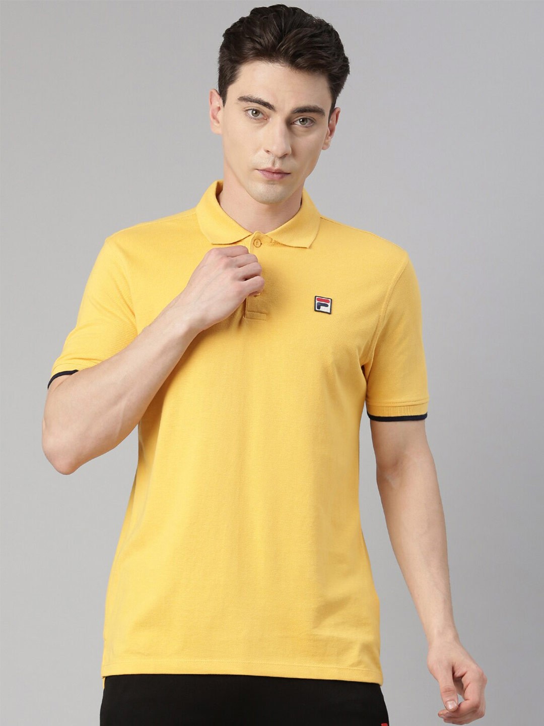 

FILA Men Polo Collar Cotton T-shirt, Yellow
