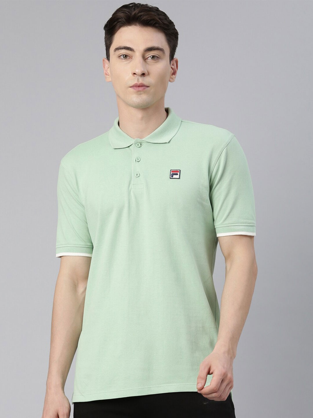 

FILA Men Cotton Polo Collar T-shirt, Green