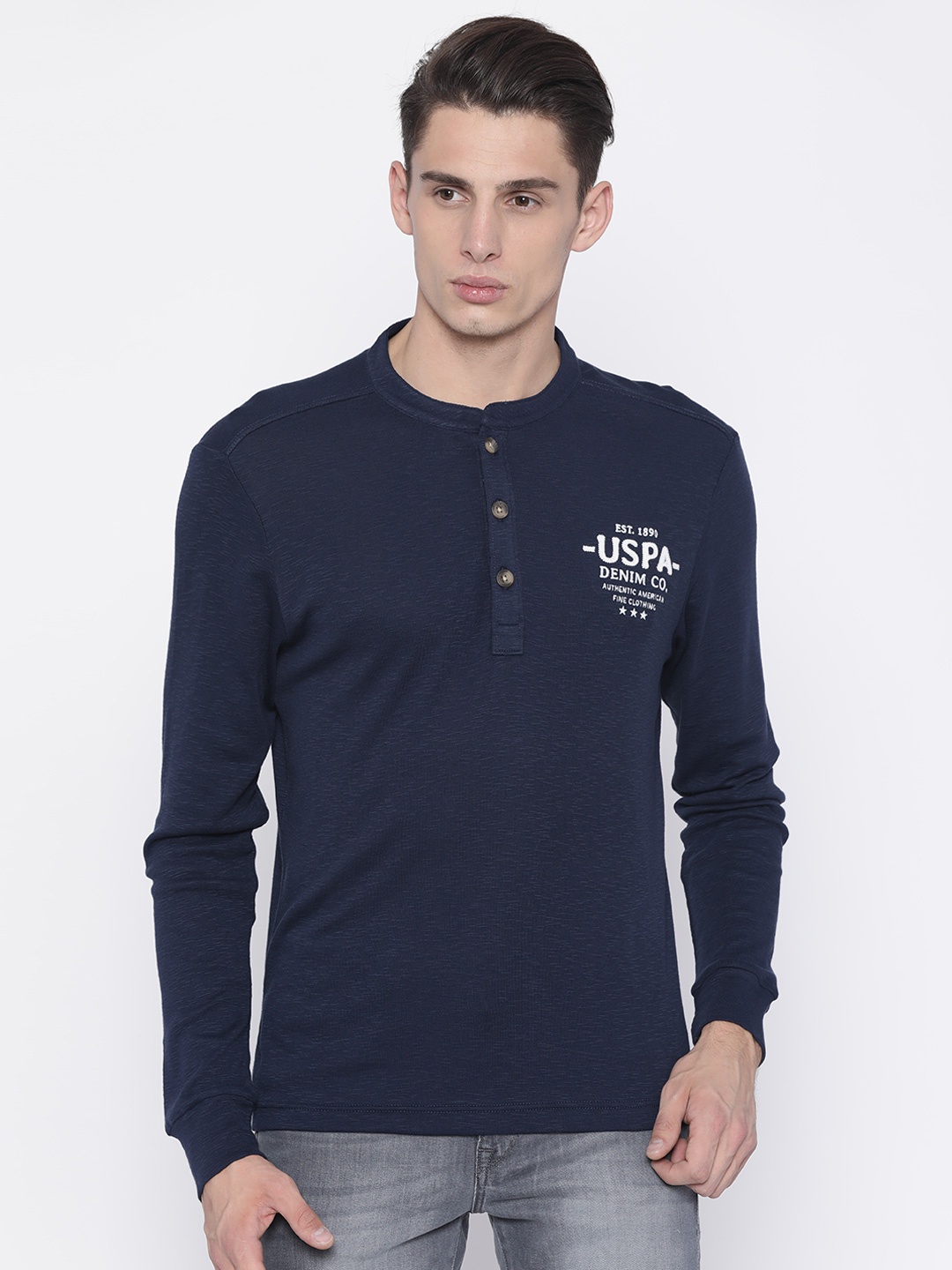 

U.S. Polo Assn. Denim Co. Men Navy Blue Solid T-shirt