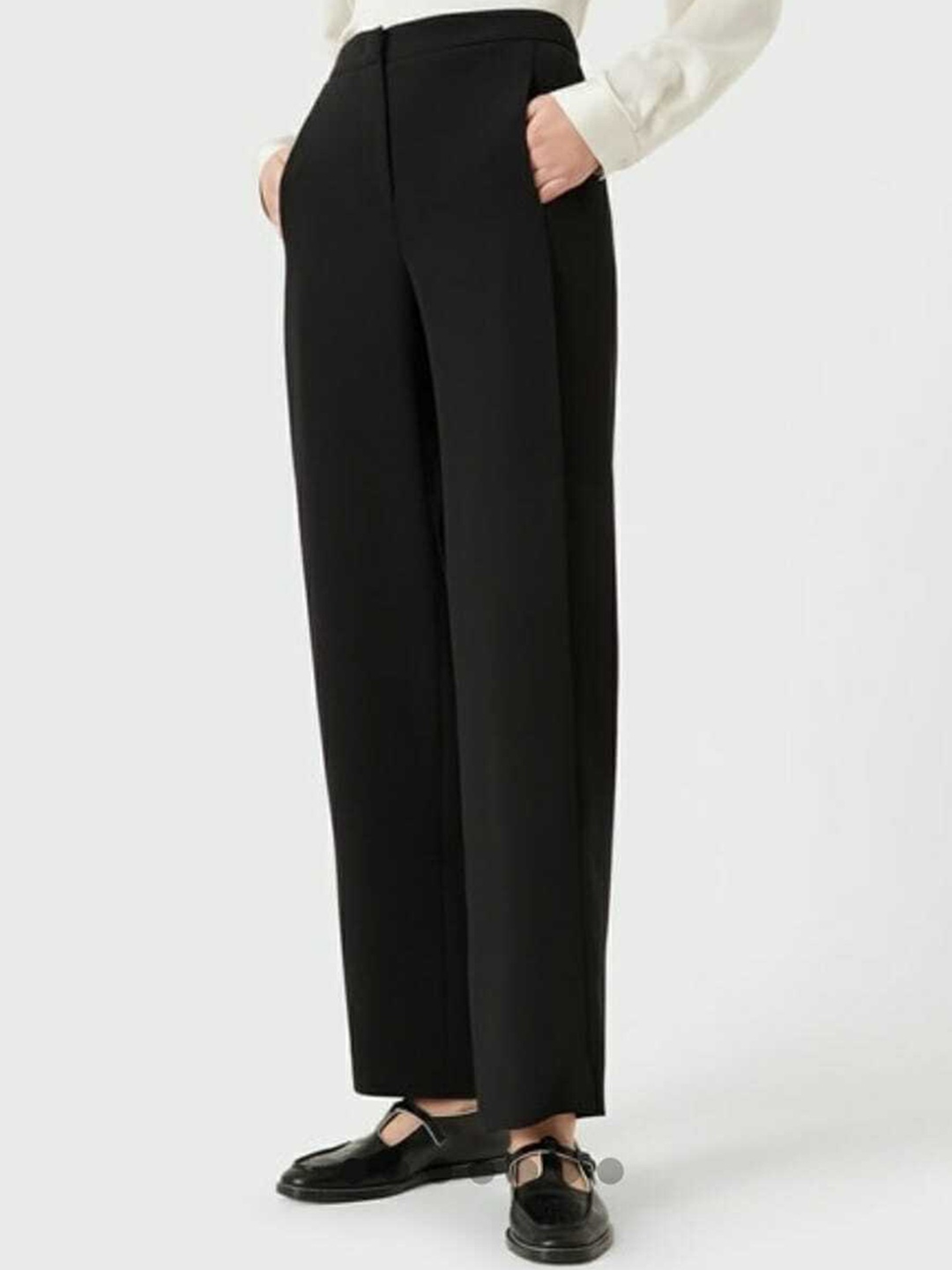 

BROADSTAR Women Relaxed Straight Leg Loose Fit High-Rise Easy Wash Trousers, Black