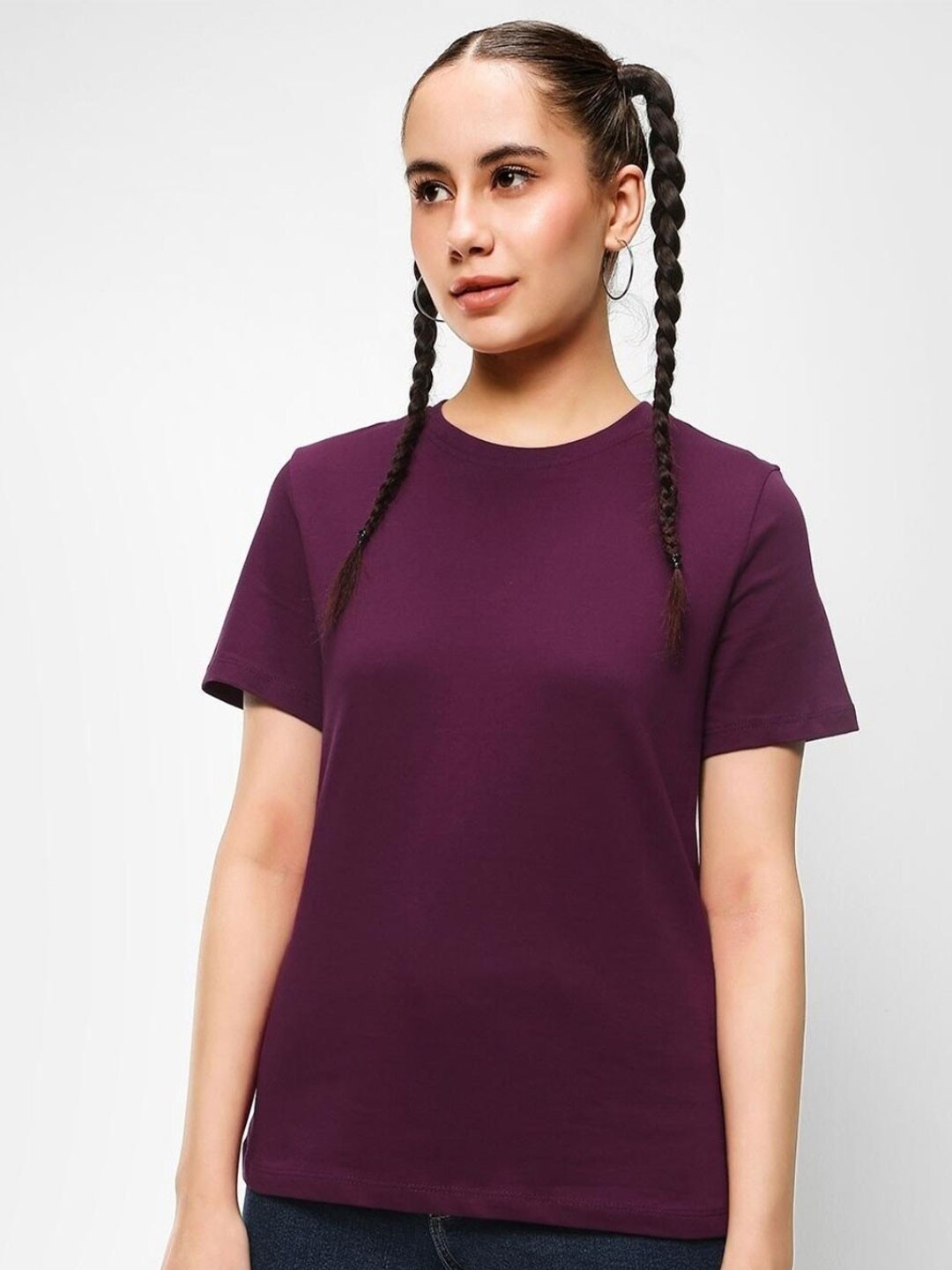 

Bewakoof Women Maroon Relaxed Fit Cotton T-shirt