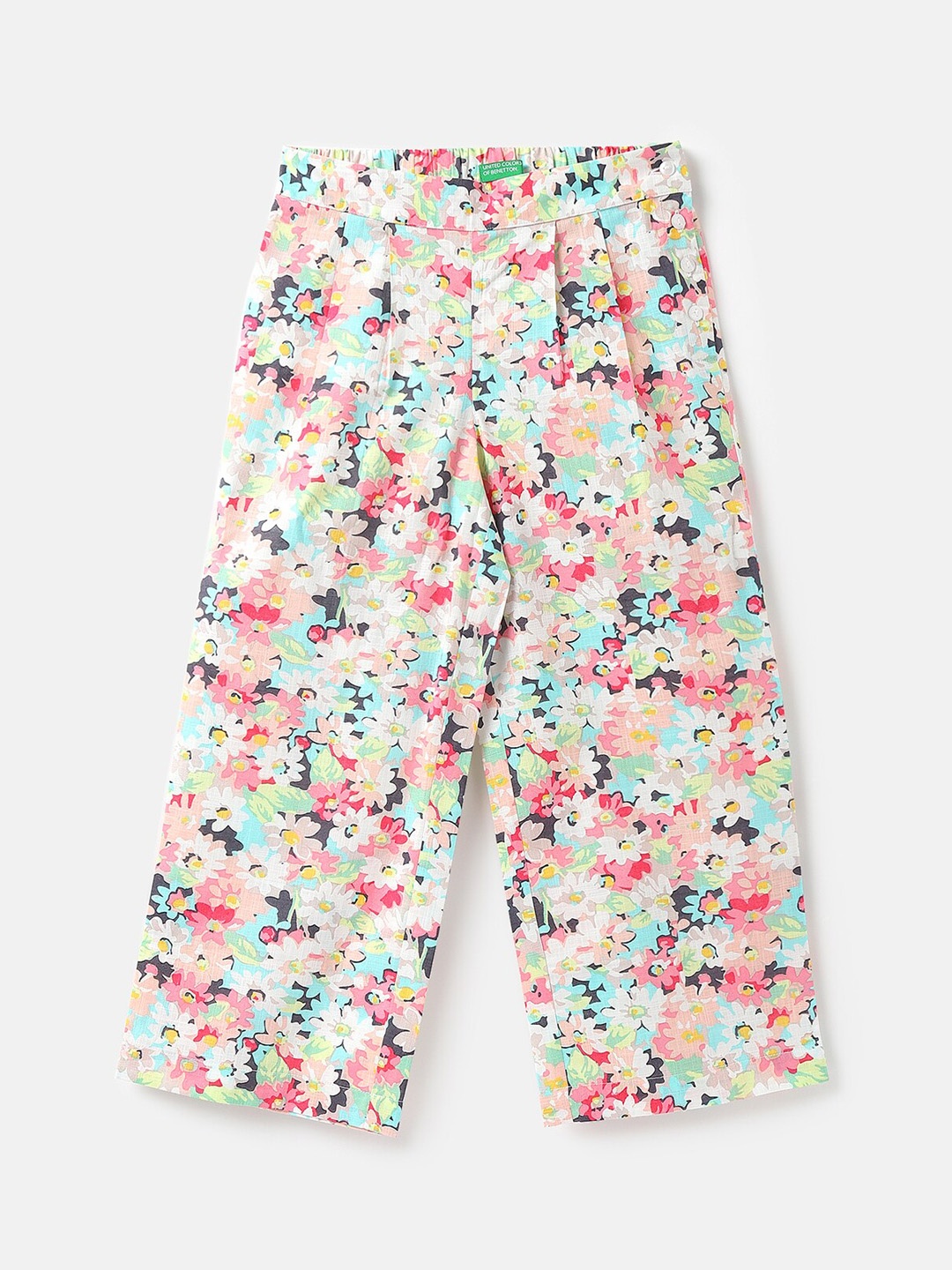 

United Colors of Benetton Girls Floral Printed Trousers, Pink