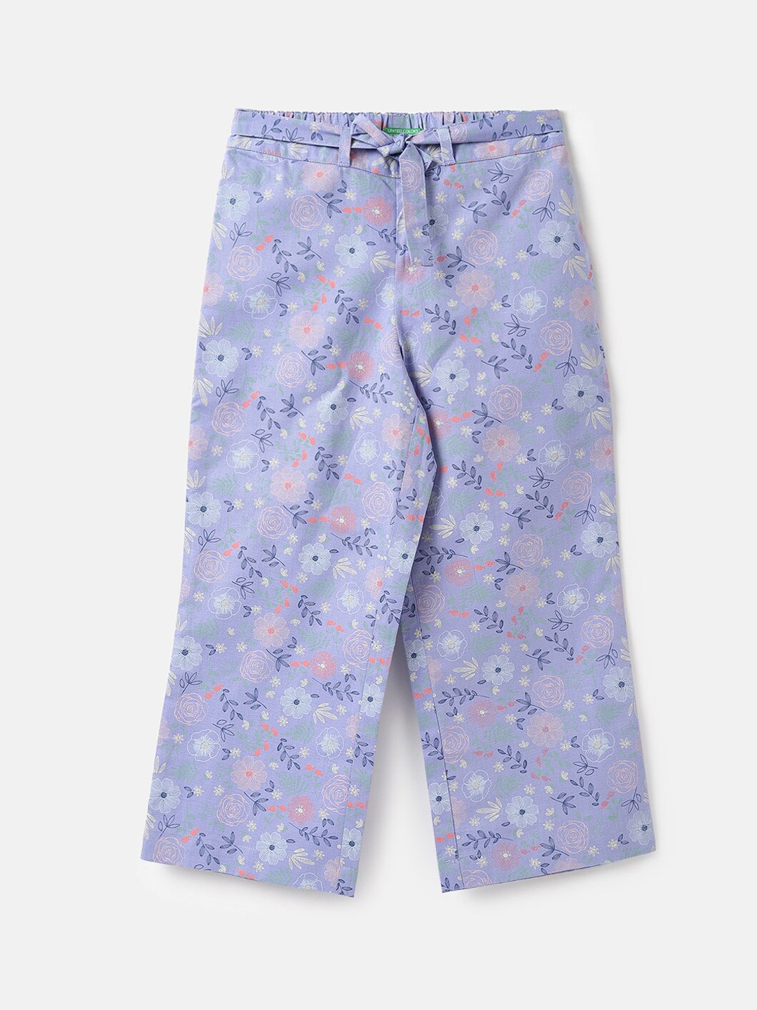 

United Colors of Benetton Girls Floral Printed Trousers, Blue