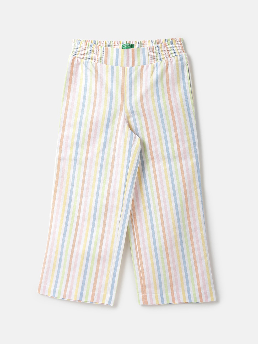 

United Colors of Benetton Girls Cotton Striped Trousers, Beige