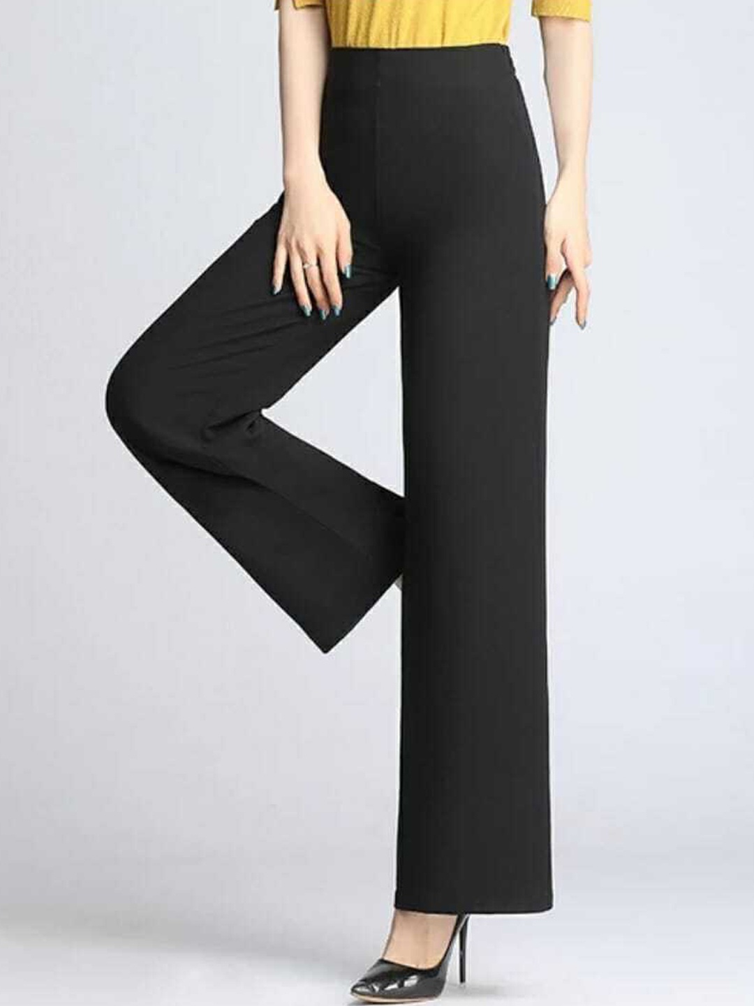 

Next One Women Relaxed Straight Leg Loose Fit High-Rise Easy Wash Trousers, Black