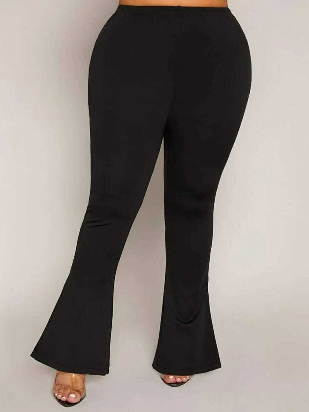 

Next One Women Relaxed Straight Leg Flared High-Rise Easy Wash Trousers, Black