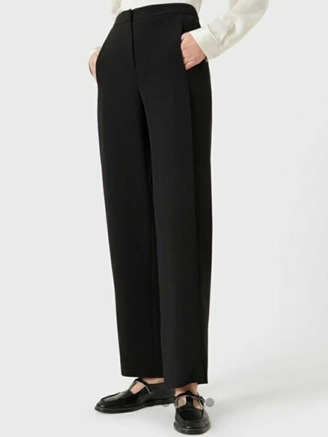 

Next One Women Solid Loose Fit High-Rise Parallel Trousers, Black
