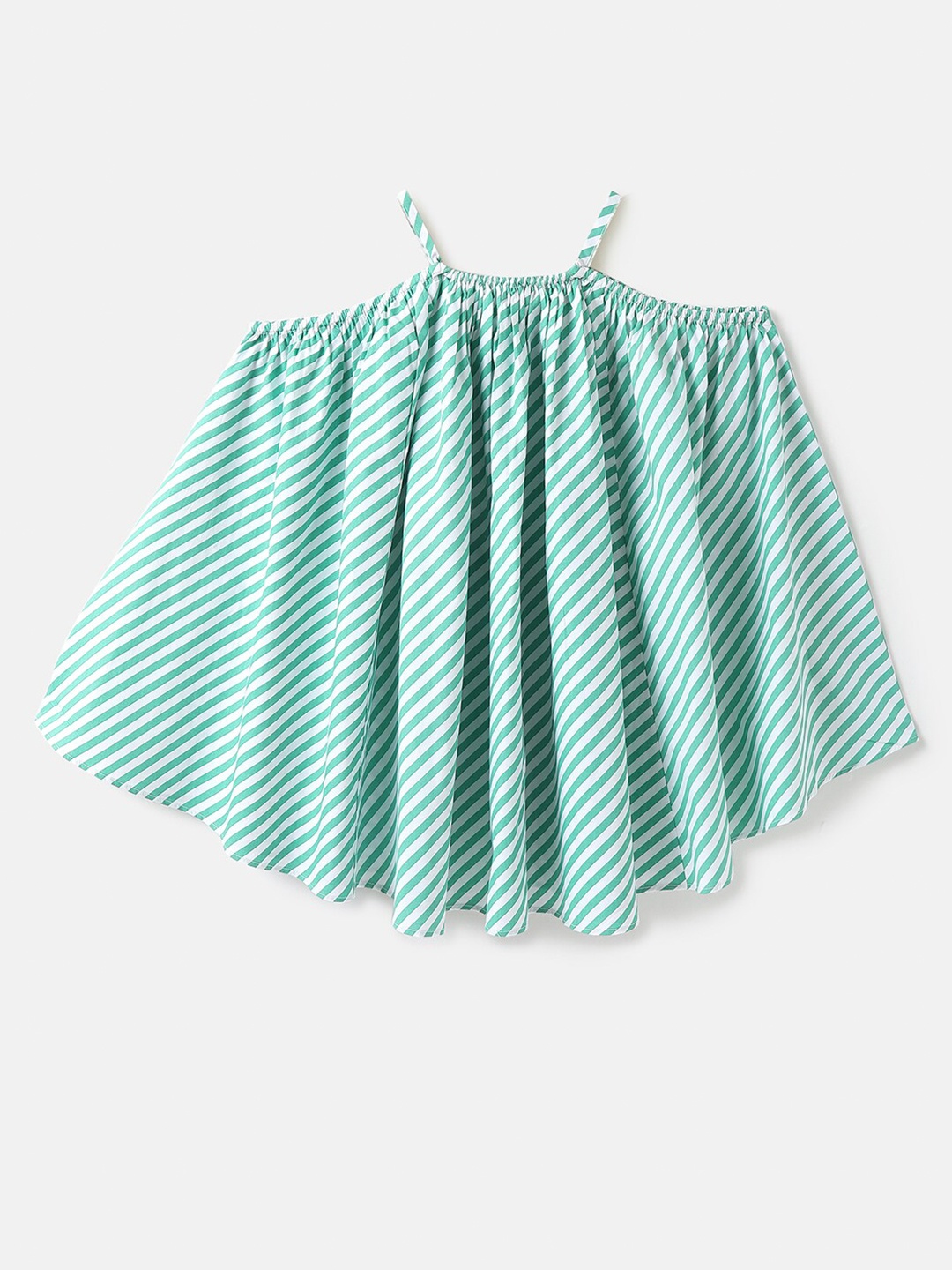 

United Colors of Benetton Striped A-Line Cotton Dress, Green