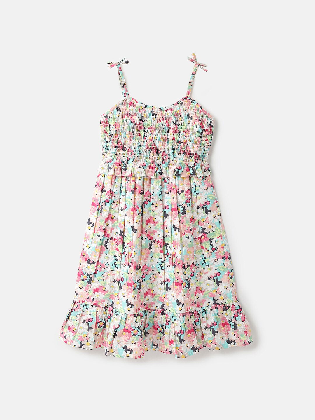 

United Colors of Benetton Floral Printed Shoulder Strap A-Line Cotton Dress, Blue