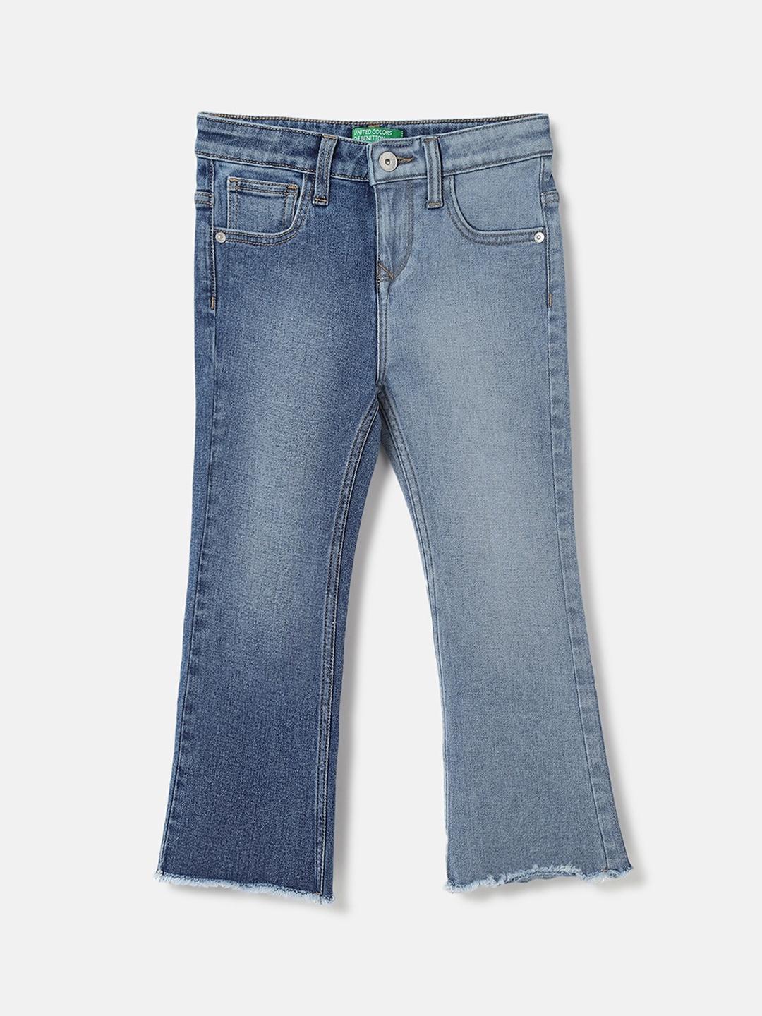 

United Colors of Benetton Girls Cotton Low Distress Light Fade Jeans, Blue