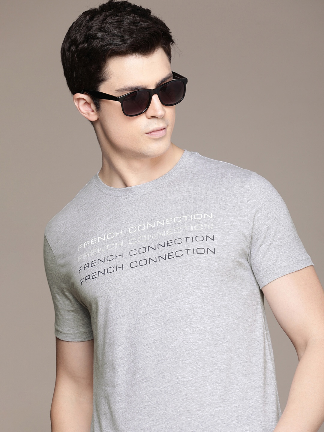 

French Connection Brand Logo Printed T-shirt, Grey