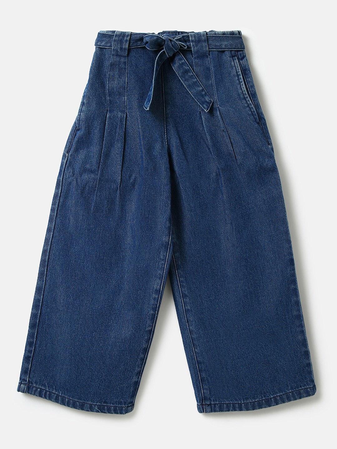 

United Colors of Benetton Girls Loose Fit Pleated Culottes Trousers, Blue
