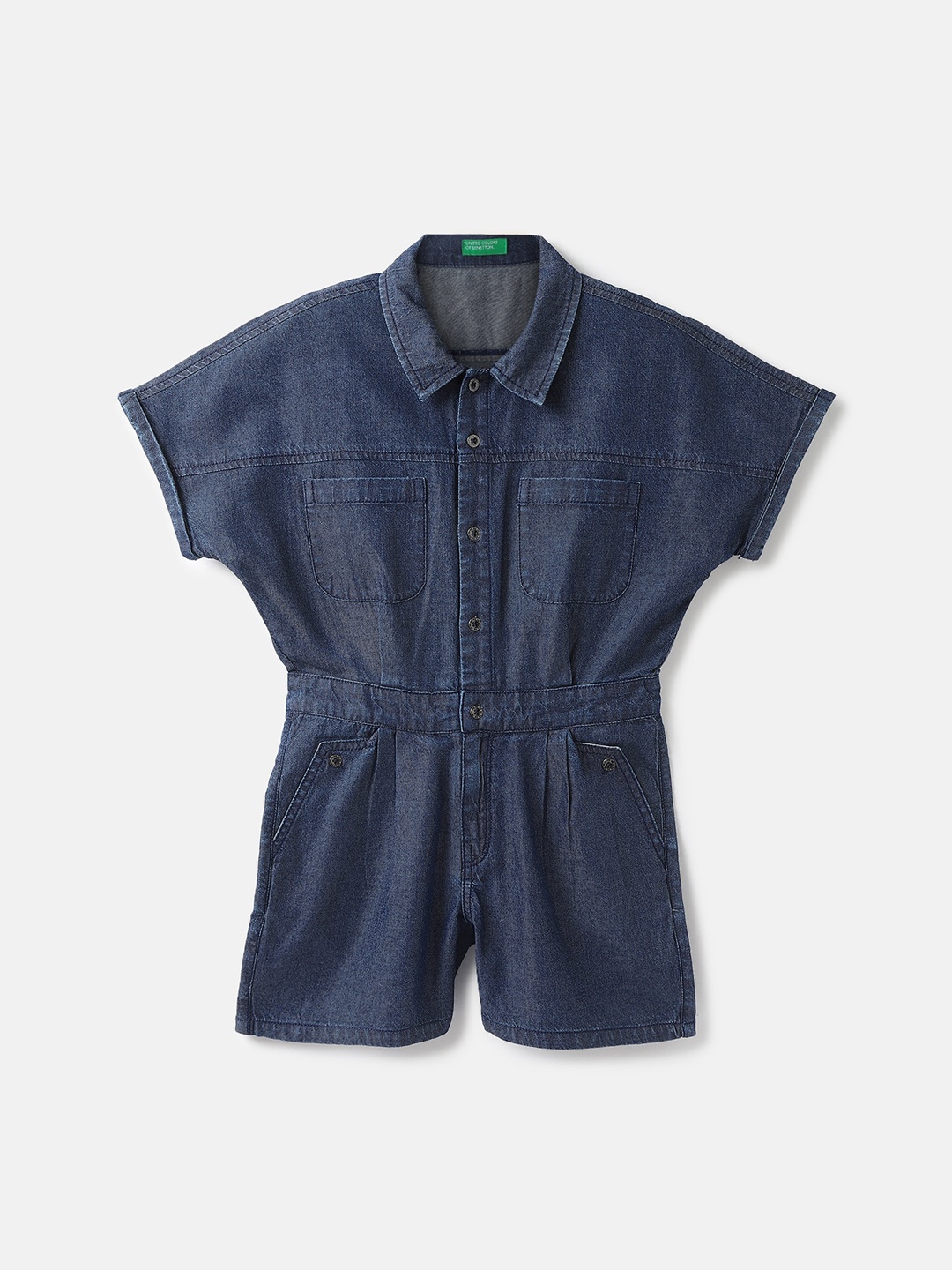 

United Colors of Benetton Girl Cotton Romper, Blue