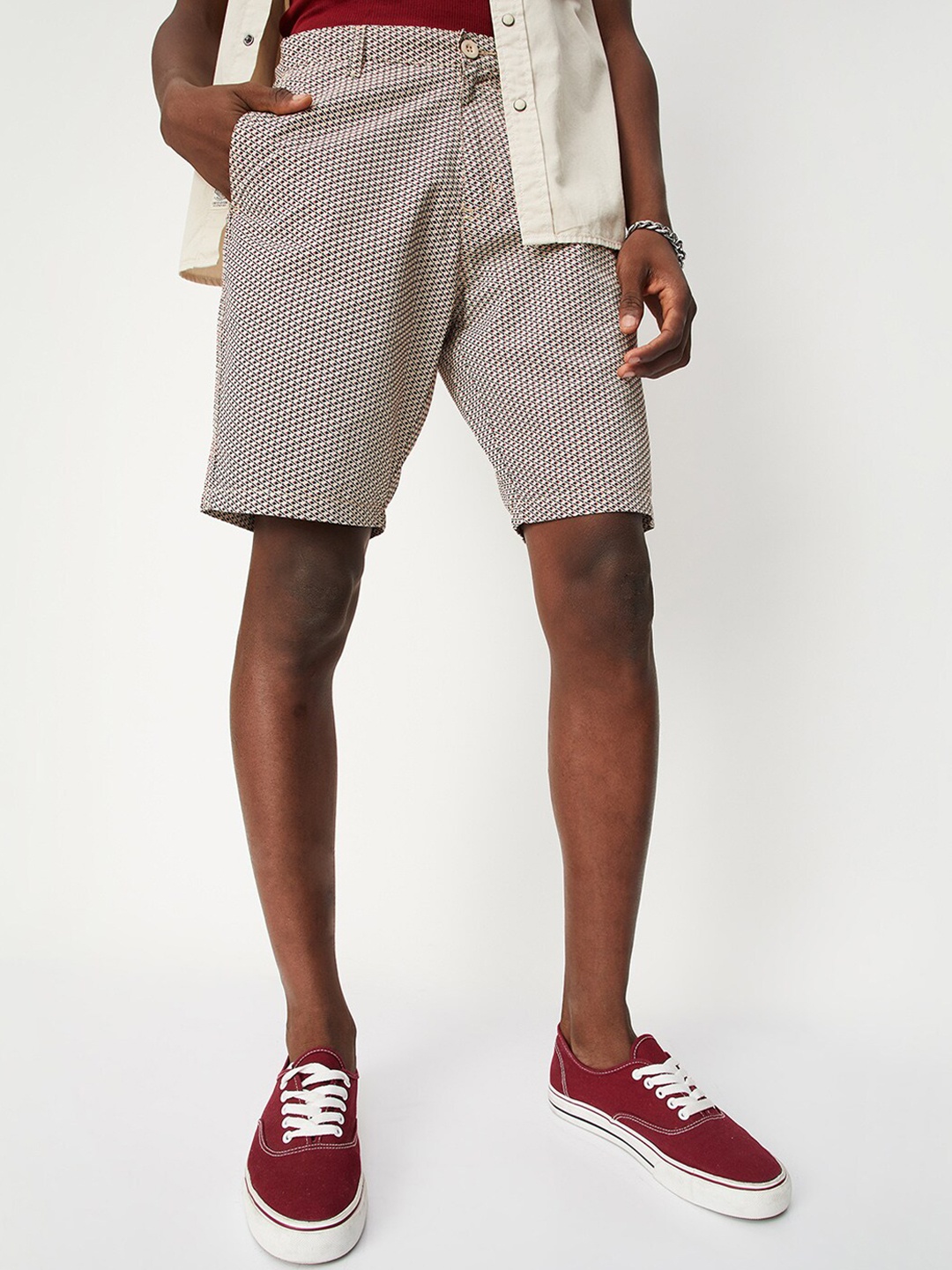 

max Men Printed Regular Fit Pure Cotton Shorts, Khaki