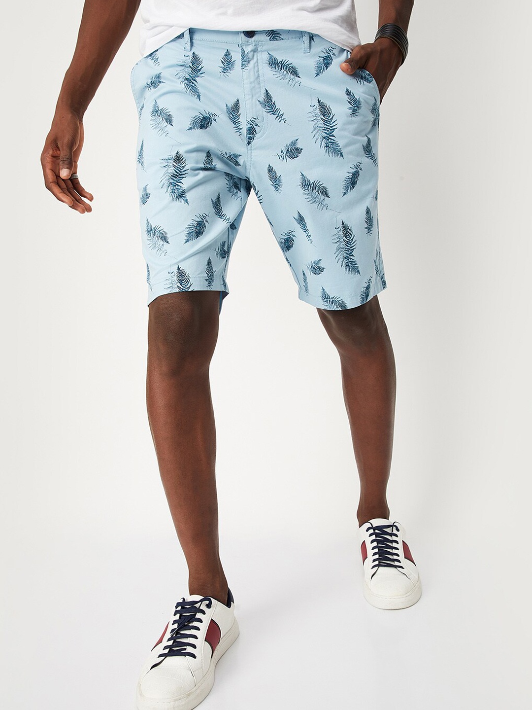 

max Men Printed Cotton Shorts, Blue