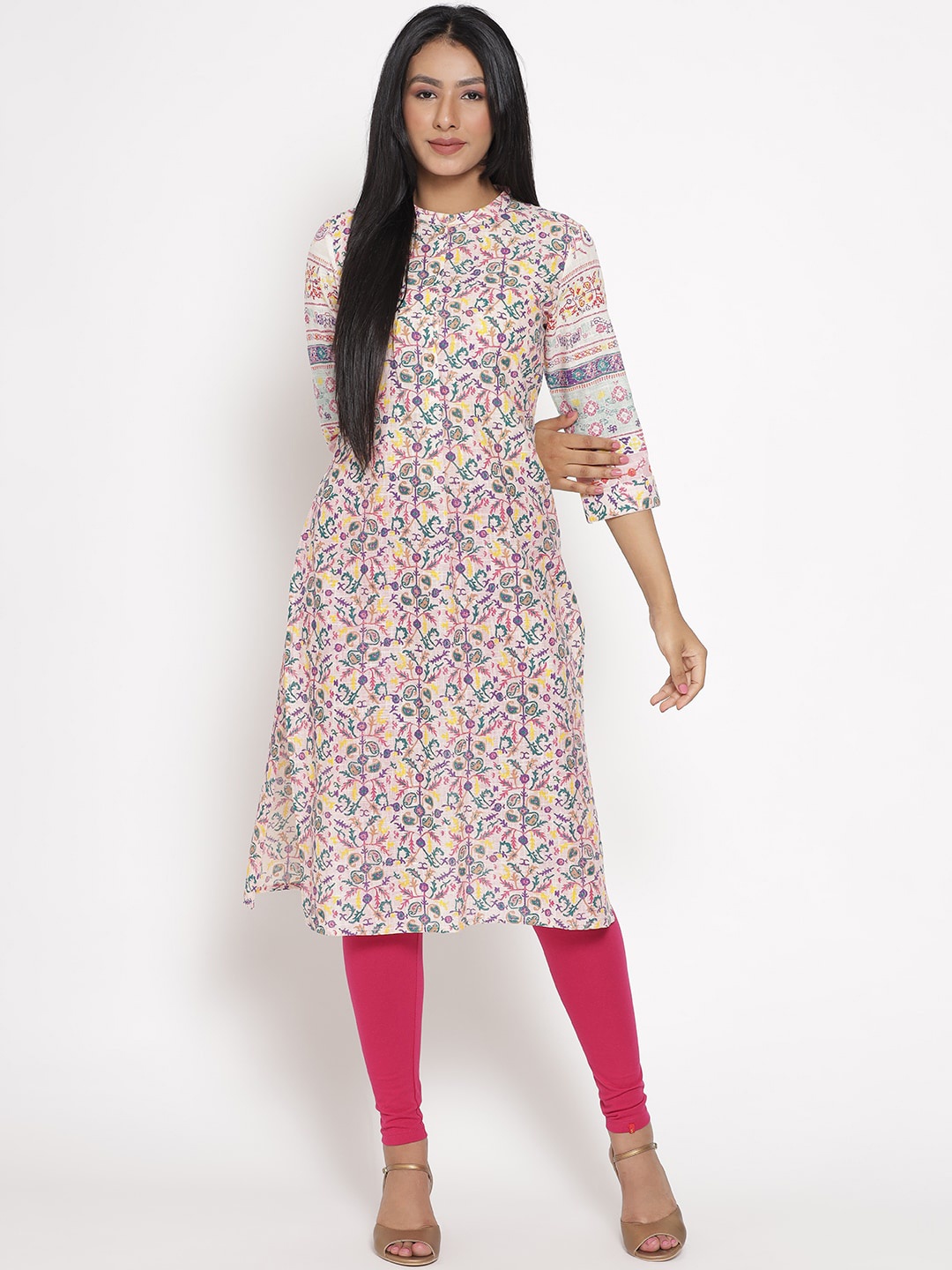 

W Women Floral Printed Kurta, White