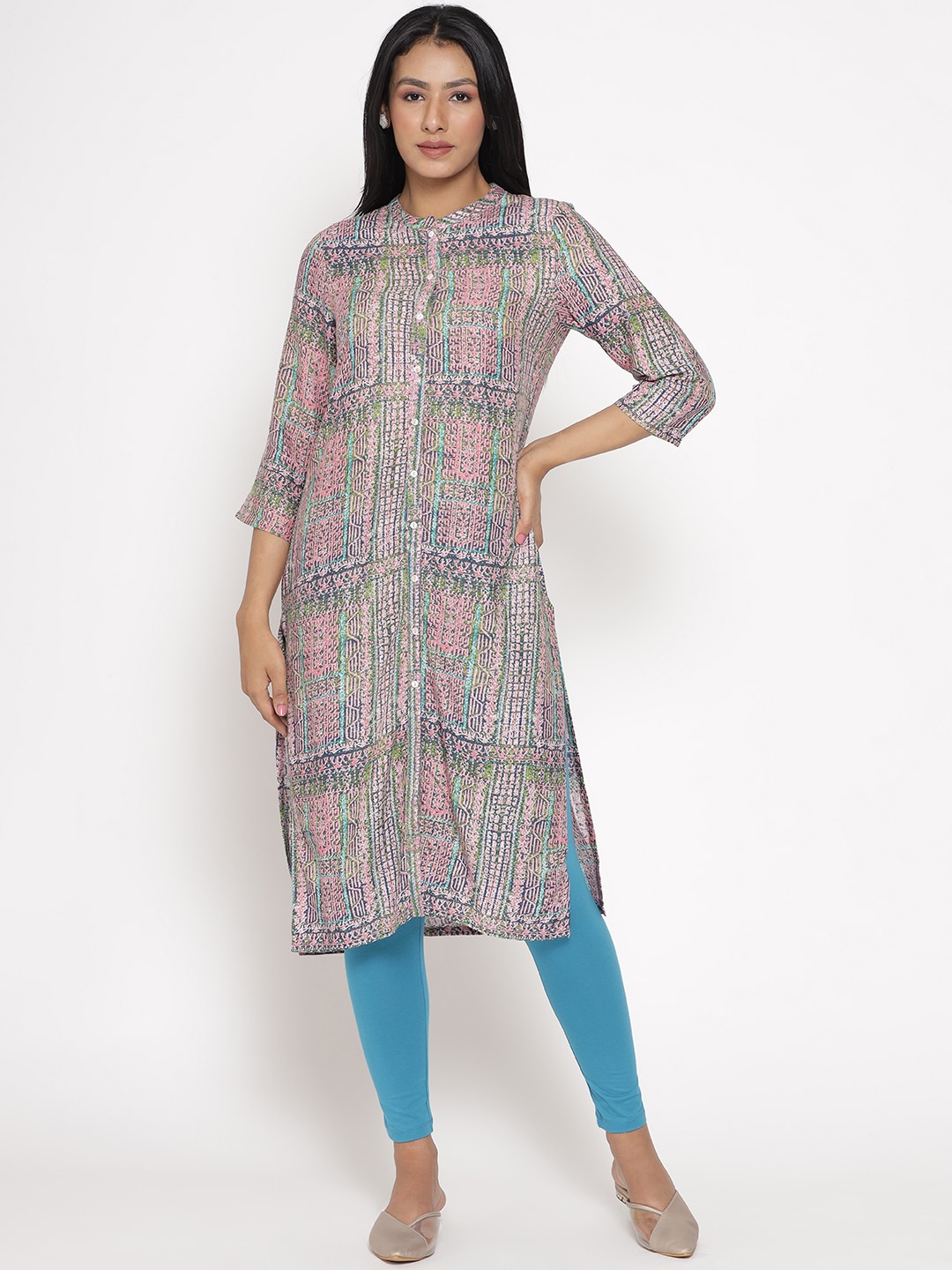 

W Women Striped Kurta, Lavender