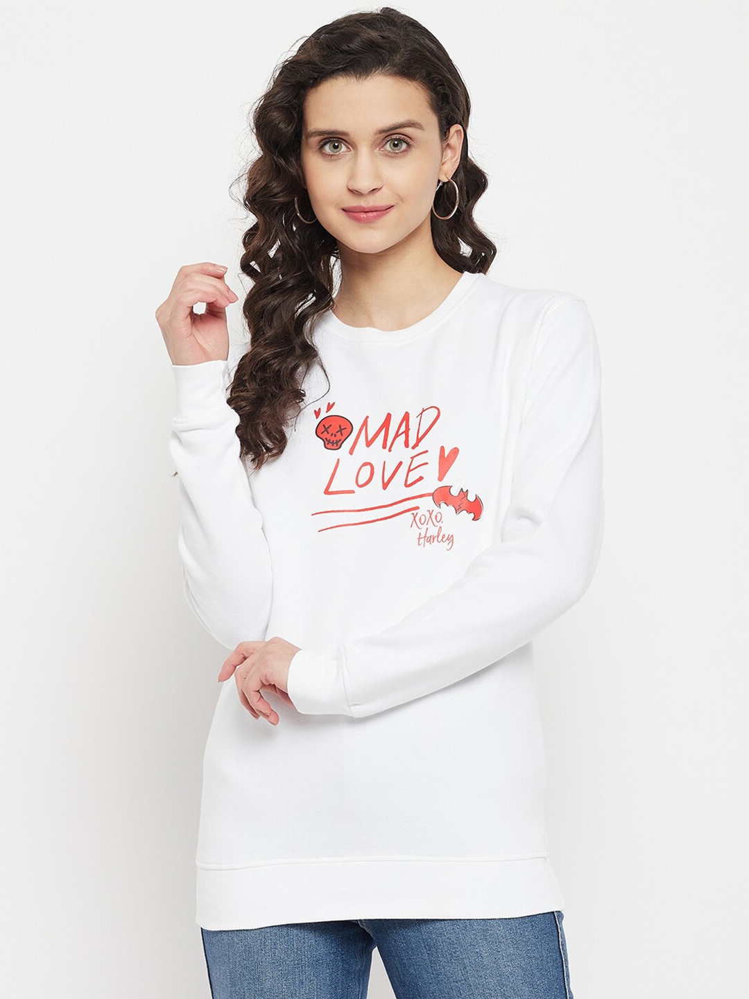 

DC by Wear Your Mind Women Round Neck Typography Printed Cotton Sweatshirt, White