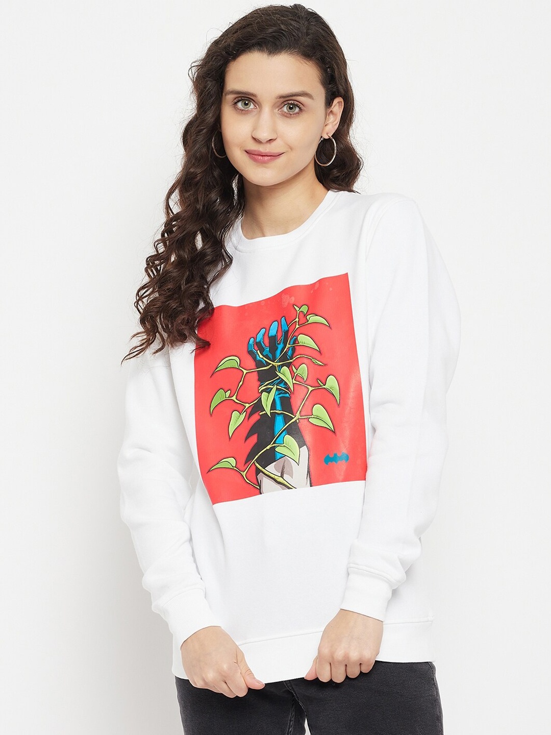 

DC by Wear Your Mind Women Graphic Printed Pullover Sweatshirt, White