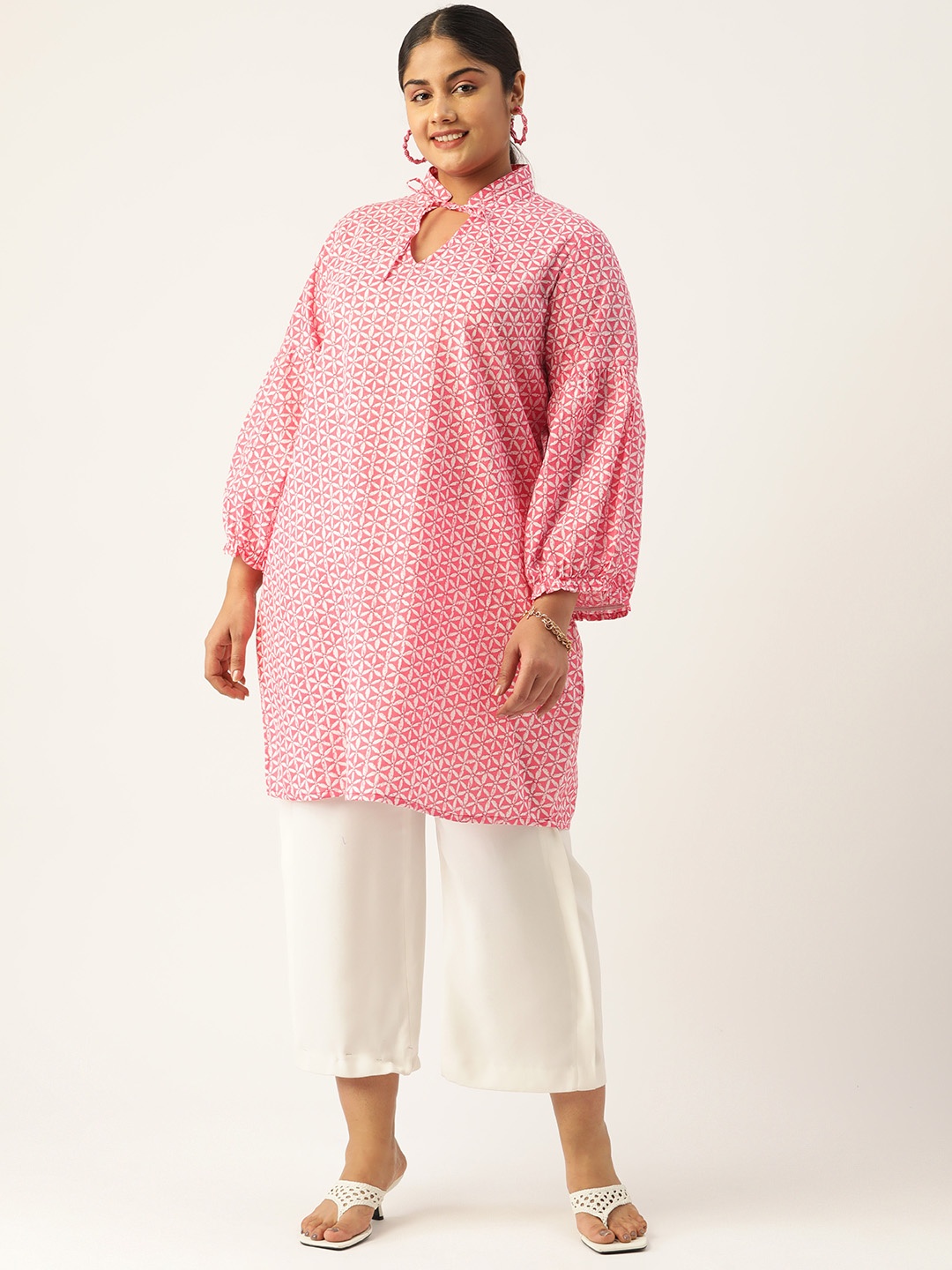 

theRebelinme Plus Size Printed Cotton Tunic, Pink