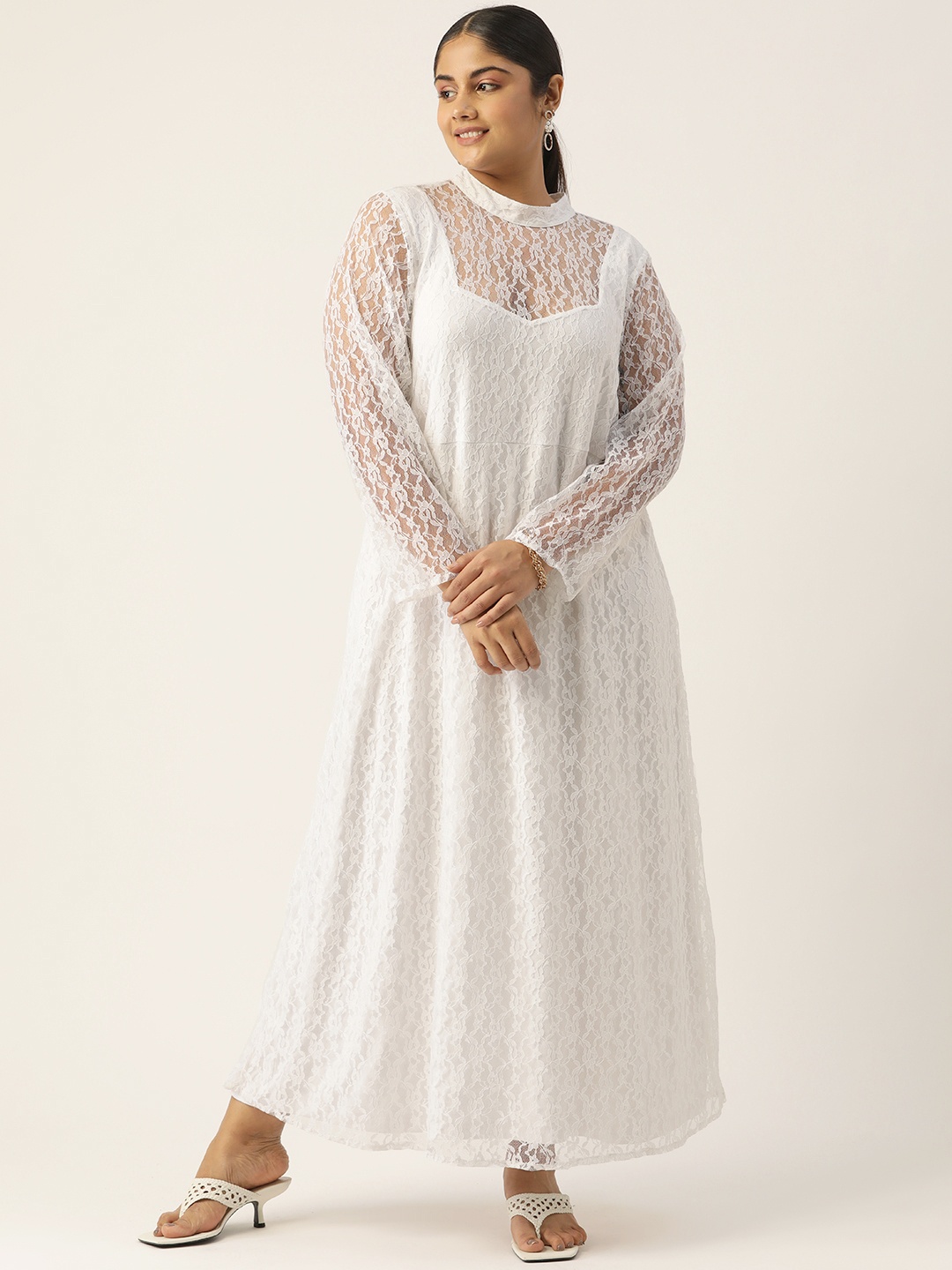 

theRebelinme Floral A-Line Maxi Dress, White