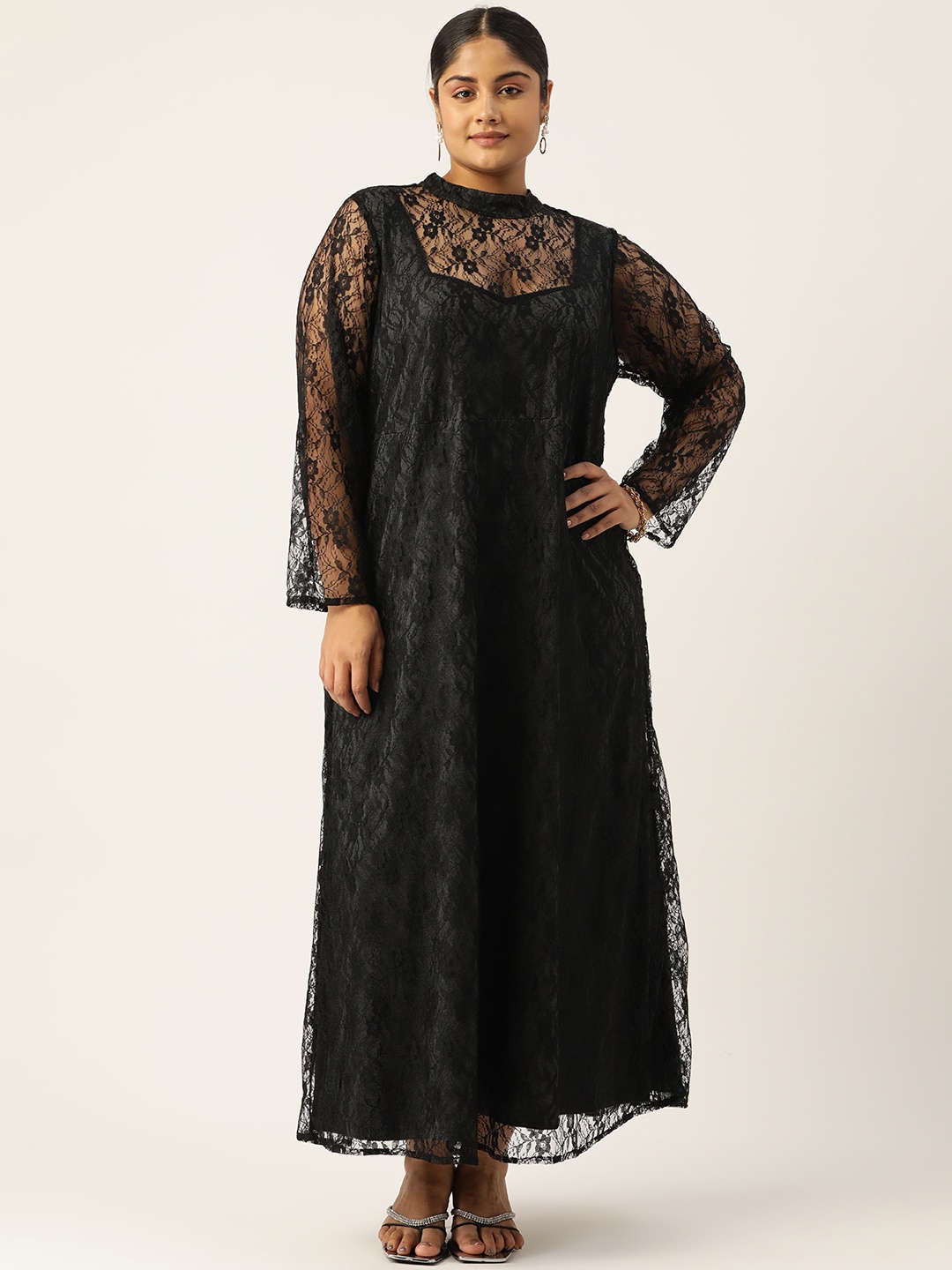 

theRebelinme Floral Midi Dress, Black