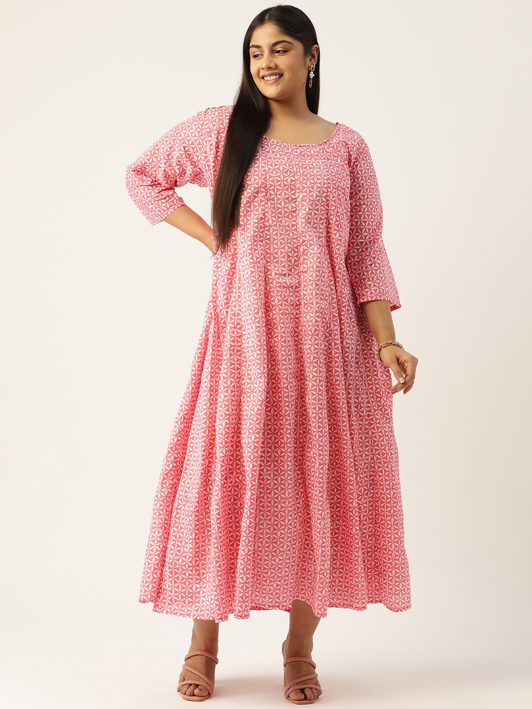 

theRebelinme Floral Cotton A-Line Maxi Dress, Pink