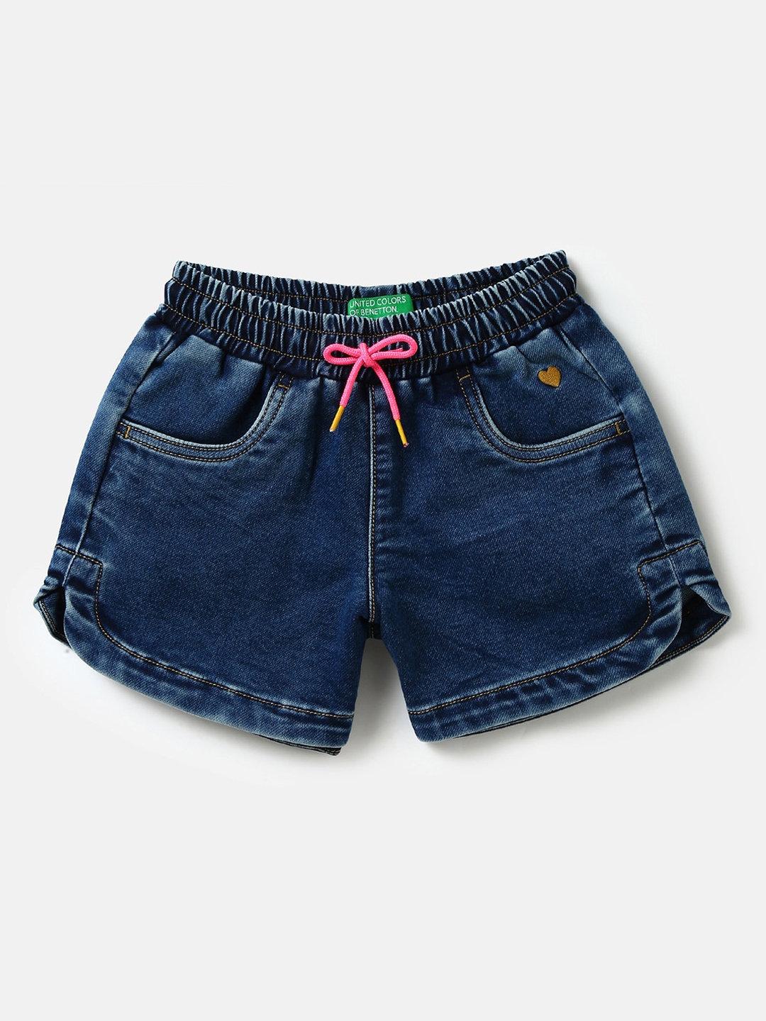 

United Colors of Benetton Girls Regular Fit Cotton Denim Shorts, Navy blue