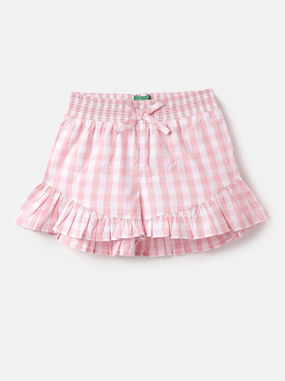

United Colors of Benetton Girls Pink Striped Regular Fit Cotton Shorts