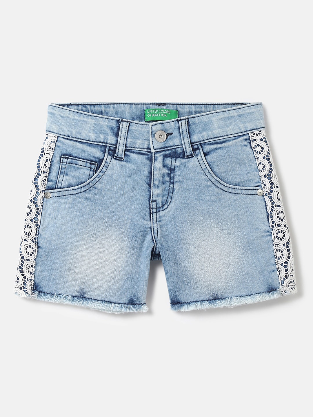 

United Colors of Benetton Girls Washed Denim Shorts, Blue