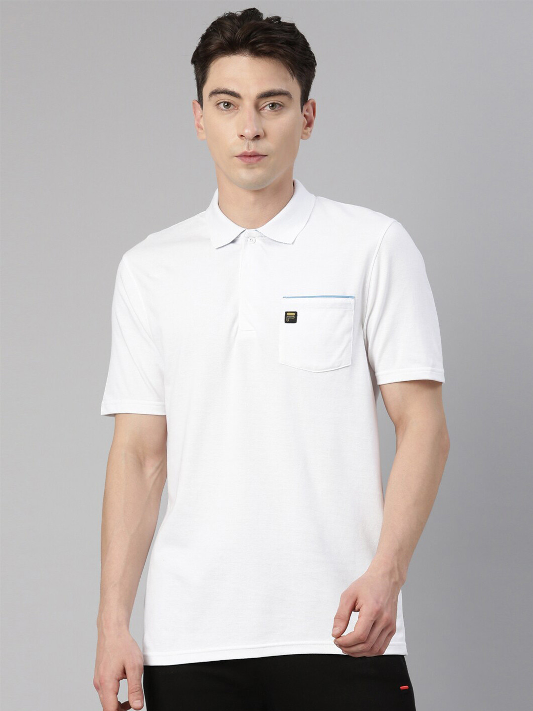 

FILA Men Polo Collar Cotton T-shirt, White