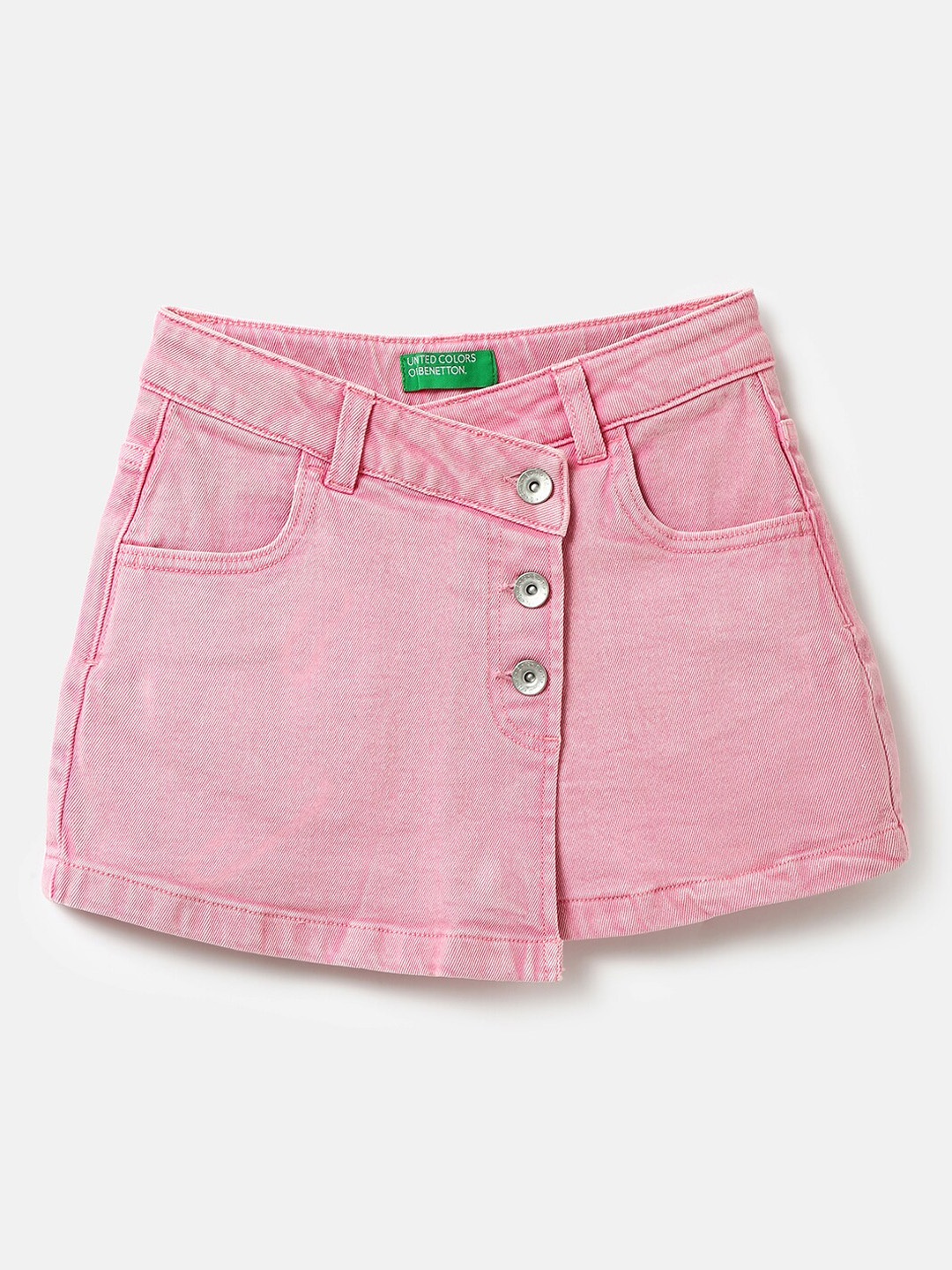 

United Colors of Benetton Girls Pure Cotton Straight Mini Skirt, Pink