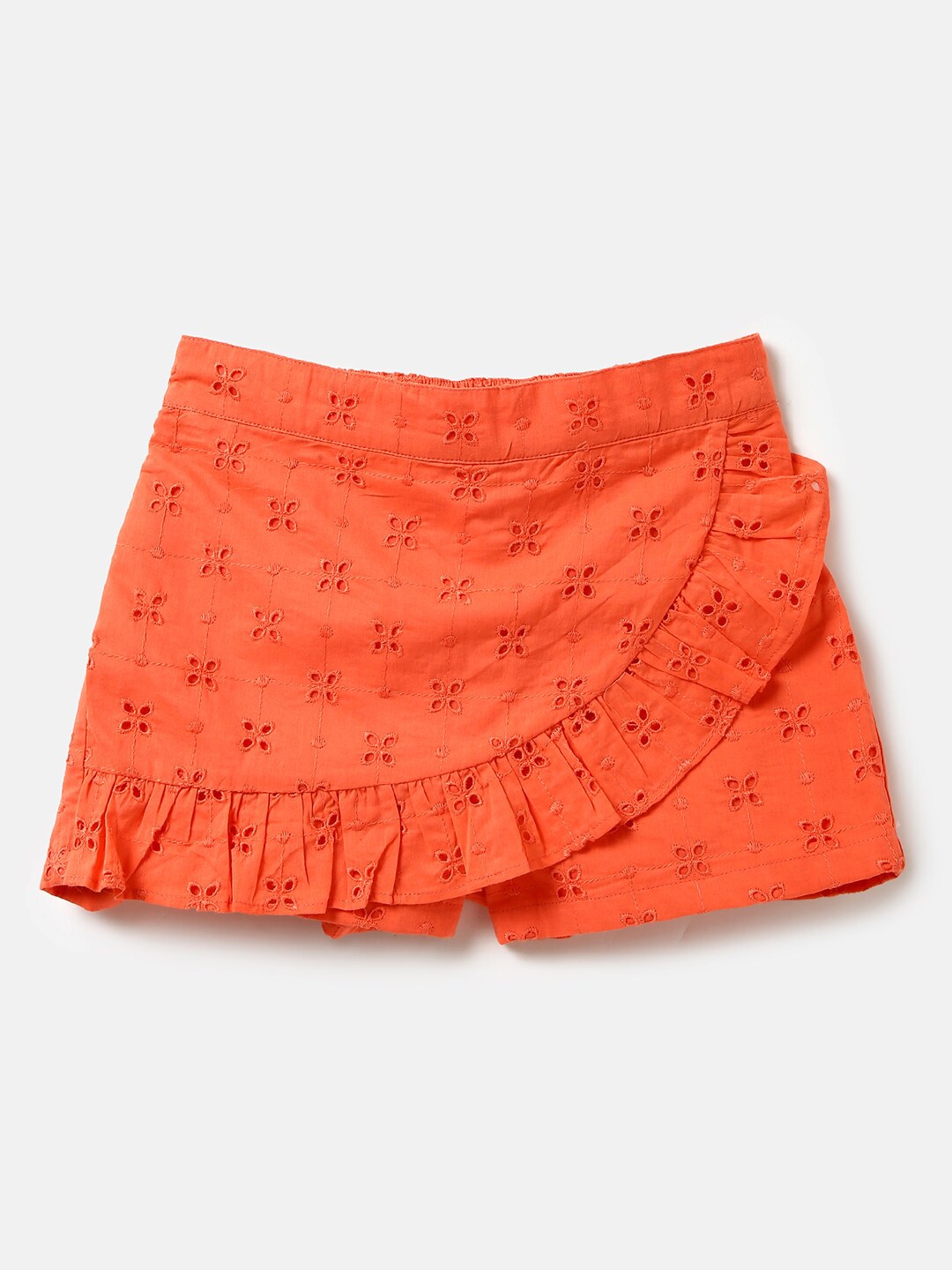 

United Colors of Benetton Girls Self Design Pure Cotton Shorts, Red