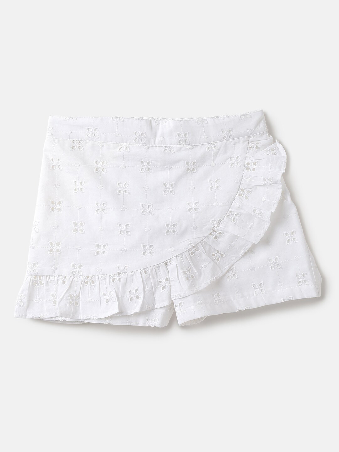 

United Colors of Benetton Girls Self Design Pure Cotton Shorts, White