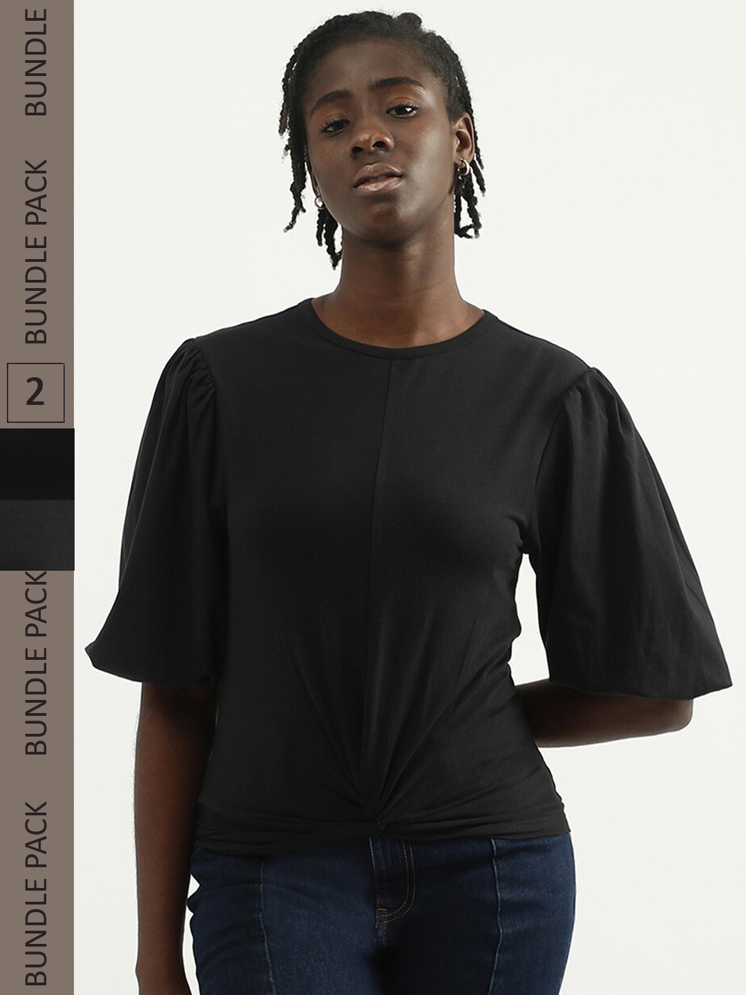 

United Colors of Benetton Pack Of 2 Cotton Top, Black