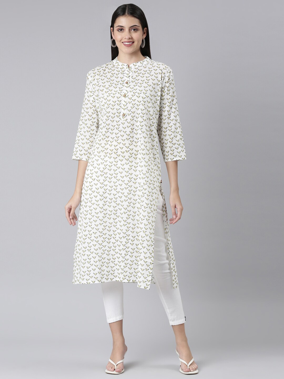 

The Chennai Silks Women Quirky Printed Pure Cotton Kurta, Off white