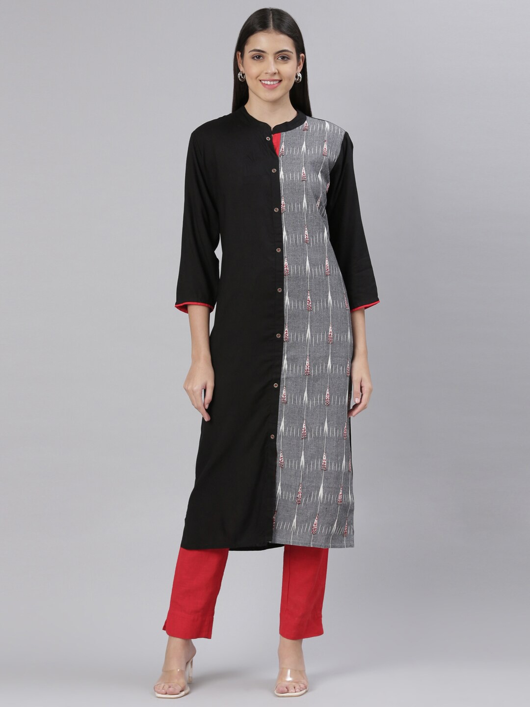 

The Chennai Silks Women Ethnic Motifs Printed Pure Cotton Kurta, Black